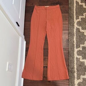 Women’s Elegant Flare Leg Trouser Dress Pants Elegant Burnt Orange/Rust Color, S